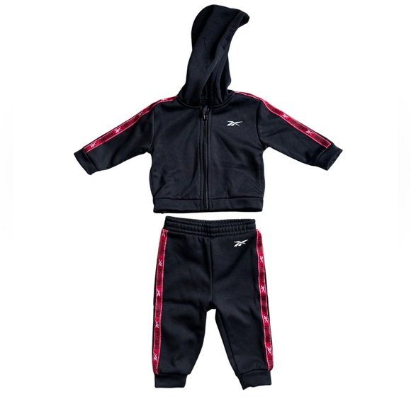 Reebok Track Suit Black Red 2 Piece Outfit Jogger Set  Baby Boy 3-6 Months - Picture 1 of 6